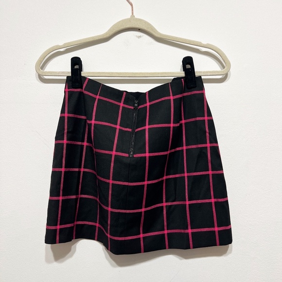 Alice And Olivia Elana Black Pink Checked Plaid Print Pattern Mini Skirt 2 - Picture 4 of 4